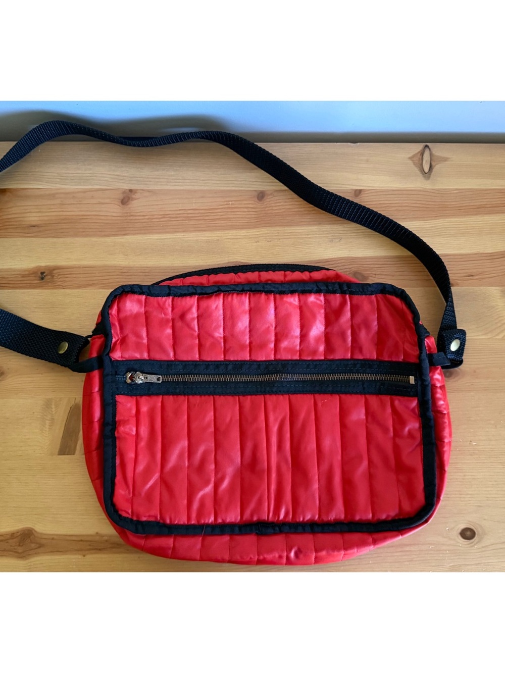 Vintage 80s Kansai Yamamoto Quilted Padded Crossbody Bag Red